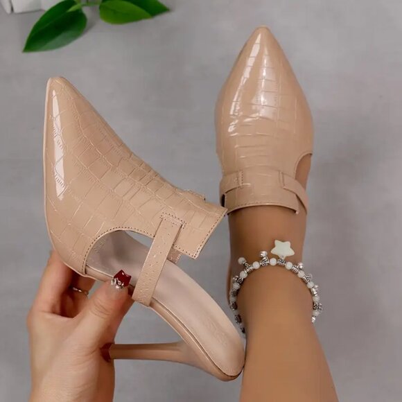 Pointed Toe Solid Color Dress Pumps - Picture 1 of 5